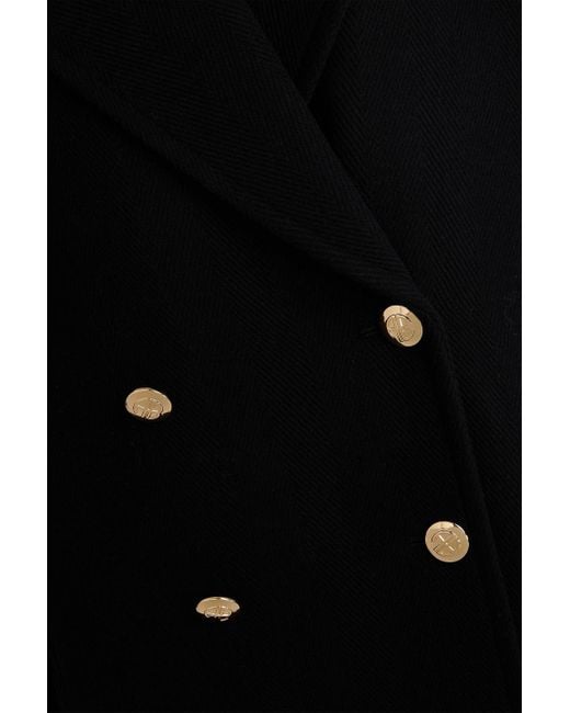 Anine Bing Black Glenn Herringbone Wool-Blend Twill Coat