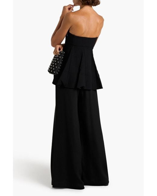 Tibi Black Melee Strapless Crepe Peplum Top
