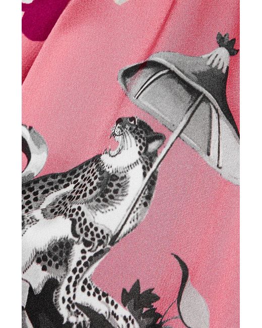 Temperley London Red Euphoria Printed Satin-crepe Maxi Wrap Dress