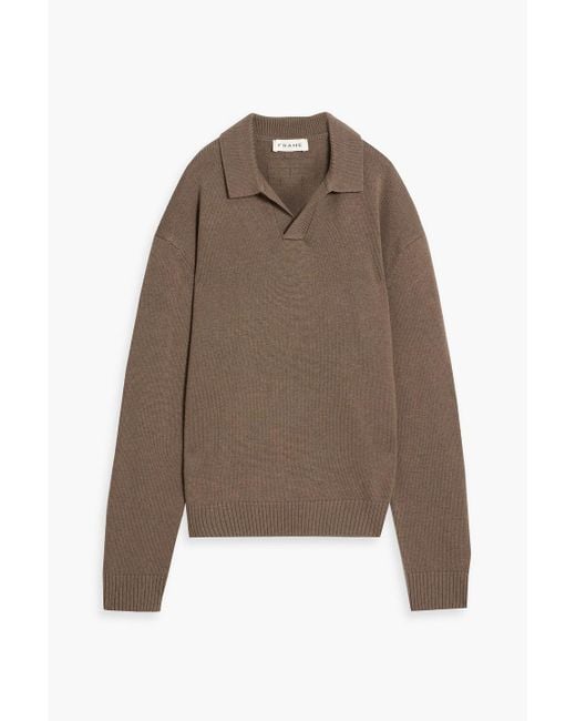 FRAME Brown Wool And Silk-Blend Polo Sweater for men