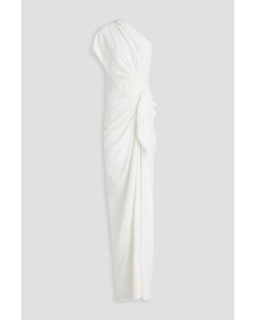 Rhea Costa White Drapierte robe aus crêpe mit asymmetrischer schulterpartie