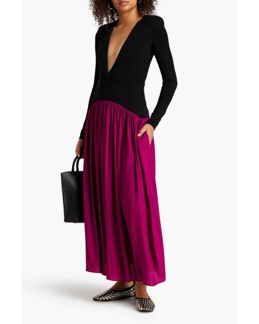 Tory Burch Pink Zweifarbiger maxirock aus crêpe mit raffung