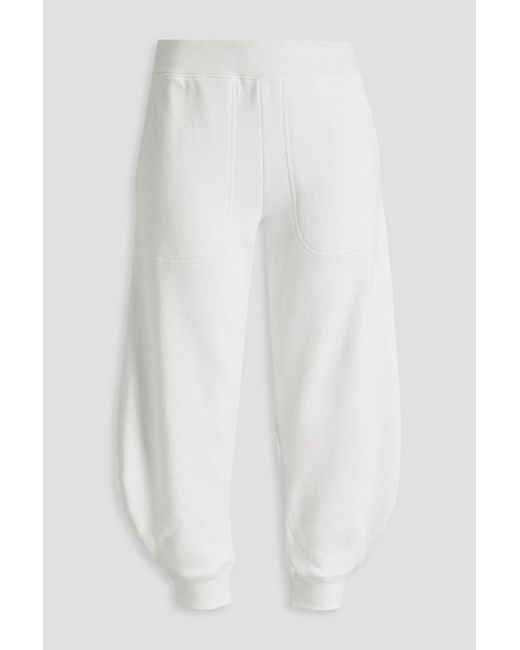 Tibi White Calder Cropped French Cotton-terry Track Pants