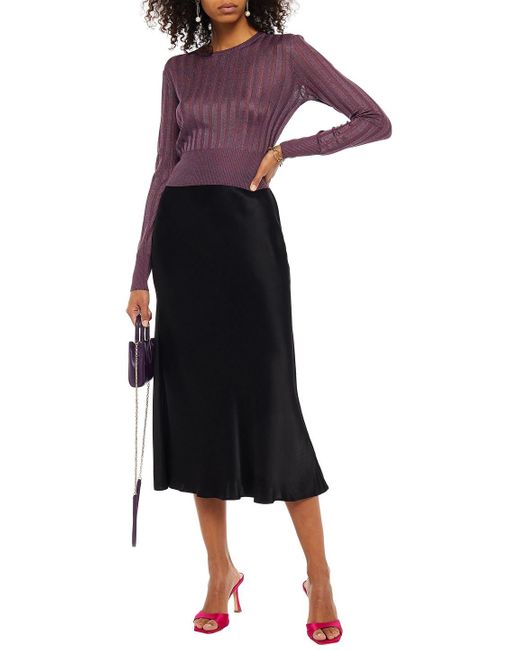 Michelle Mason Synthetic Cropped Mélange Ribbed-knit Sweater in Violet ( Purple) - Lyst
