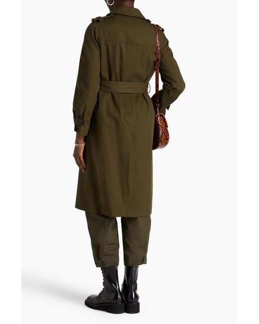 Claudie Pierlot Green Gailletta Double-breasted Cotton-twill Trench Coat
