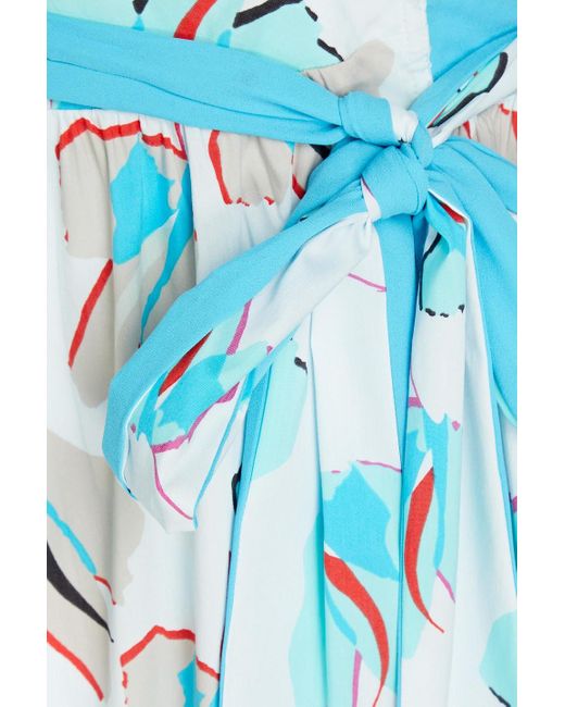 Diane von Furstenberg Blue Roxanna Printed Cotton-blend Poplin Midi Wrap Dress