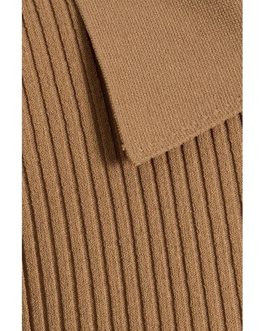 Veronica Beard Women's Natural Lauper Ribbed-Knit Mini Shirt Dress
