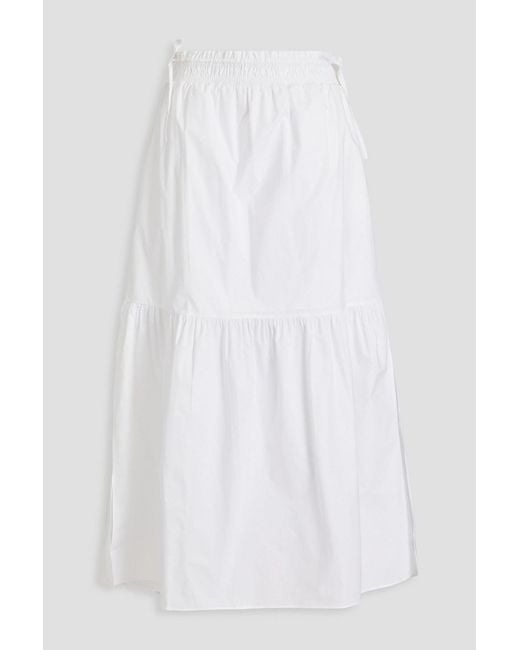 FRAME White Tiered Cotton-poplin Maxi Skirt