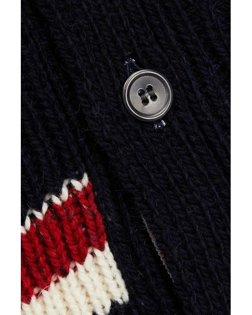 Thom Browne Blue Striped Cable-knit Wool And Mohair-blend Cardigan for men
