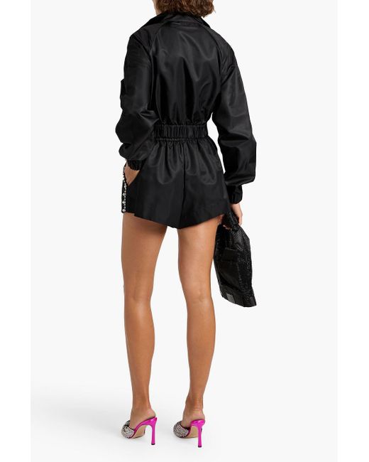 Area Black Cropped Crystal-Embellished Shell Track Jacket