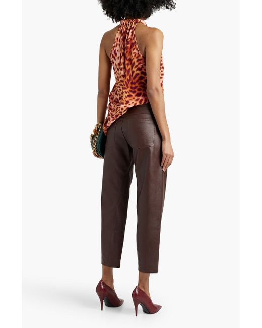 Stella McCartney Brown Cropped Faux Leather Tapered Pants
