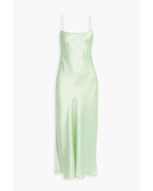 Rixo Green Holly Polka-dot Silk-satin Jacquard Midi Slip Dress