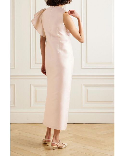 D'Estree Natural Franz Asymmetric Faille Midi Dress