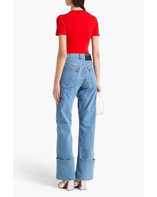Mugler Blue High-Rise Straight-Leg Jeans