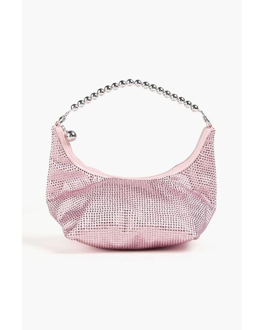 Stine Goya Pink Crystalized Pyramid Satin Shoulder Bag