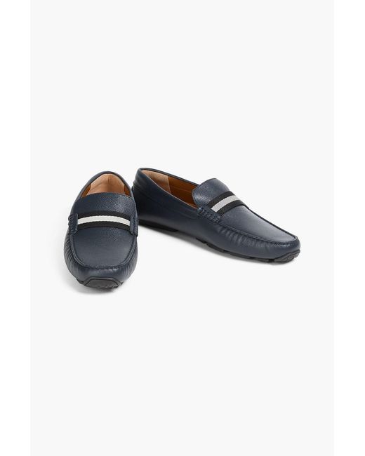 Bally Blue Pearce Pebbled-Leather Driving Shoes for men