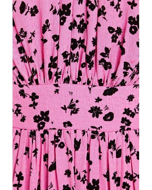 ROTATE BIRGER CHRISTENSEN Pink Floral-print Jacquard Midi Dress