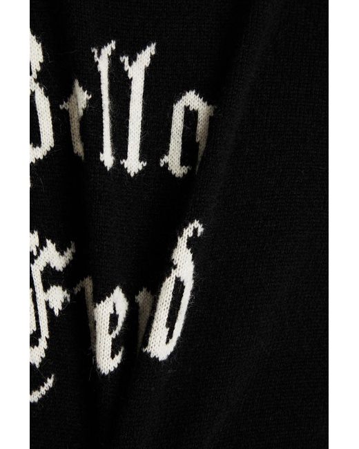 Bella Freud Black Intarsia Cashmere Turtleneck Sweater