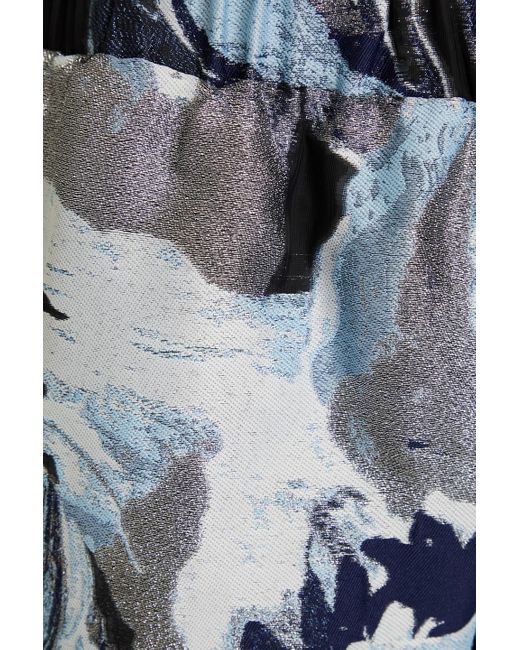 Stine Goya Blue Isra Cropped Metallic Jacquard Straight-leg Pants