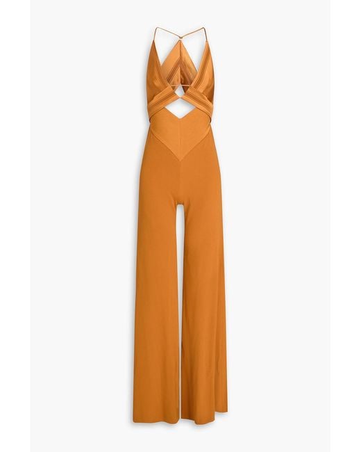 Galvan Orange Brandy Cutout Satin-crepe Jumpsuit