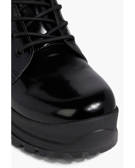 Stella McCartney Black Trace Faux Glossed-leather Combat Boots