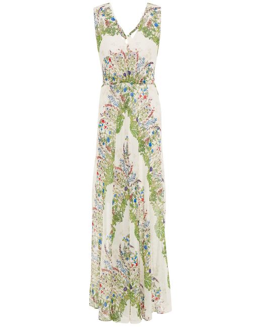 Maje Rascalle Twist-back Floral-print Crepe De Chine Maxi Dress in Green |  Lyst Canada