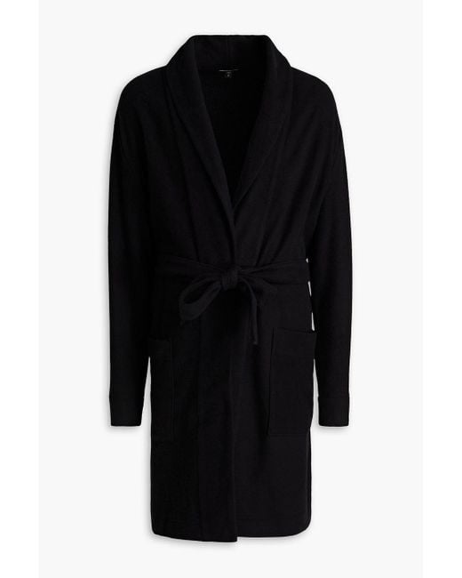 James Perse Black Brushed Waffle-knit Cotton And Cashmere-blend Robe for men