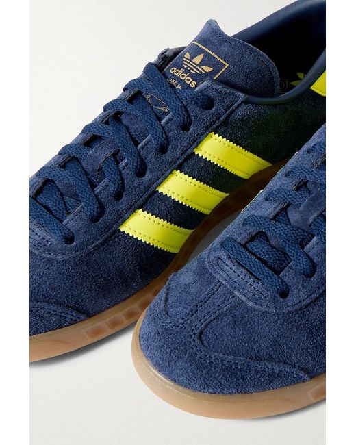 Adidas Originals Blue Hamburg Leather-trimmed Suede Sneakers for men