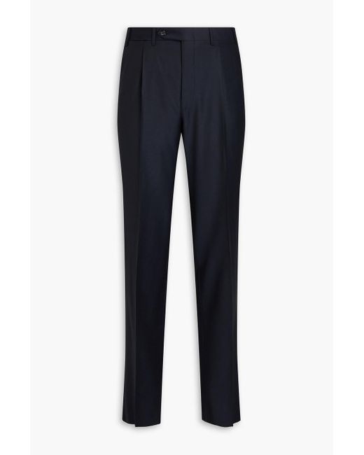 Canali Blue Tapered Wool-twill Pants for men