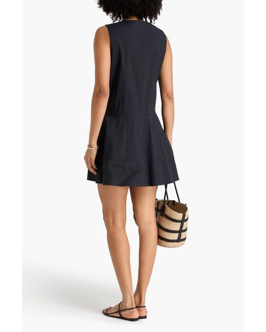 Theory Black Linen-blend Mini Dress