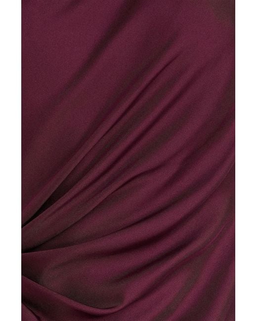 Loulou de Saison Purple Roan Draped Silk-Twill Midi Dress