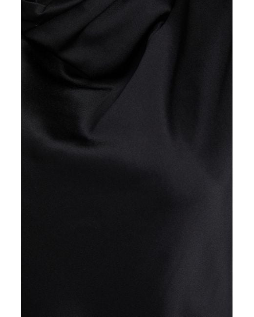 Veronica Beard Black Maelle Draped Silk-blend Satin Mini Dress