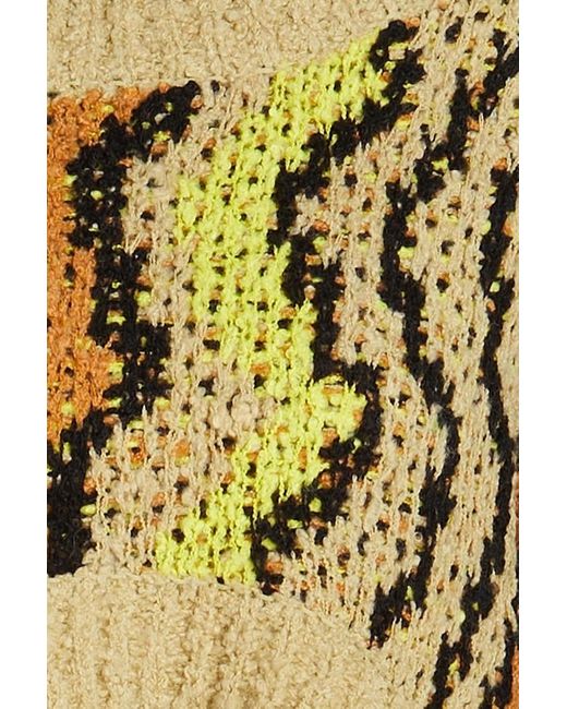 REMAIN Birger Christensen Yellow Cropped Jacquard-knit Sweater