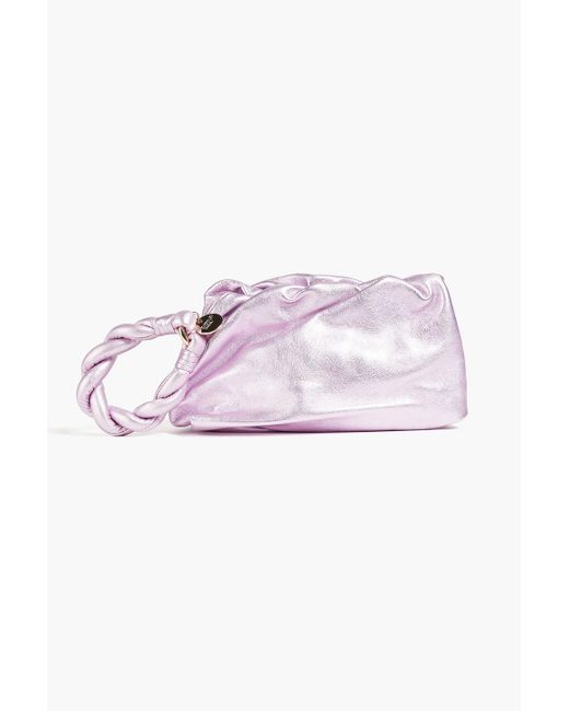 Red(v) Pink Gathered Metallic Leather Clutch