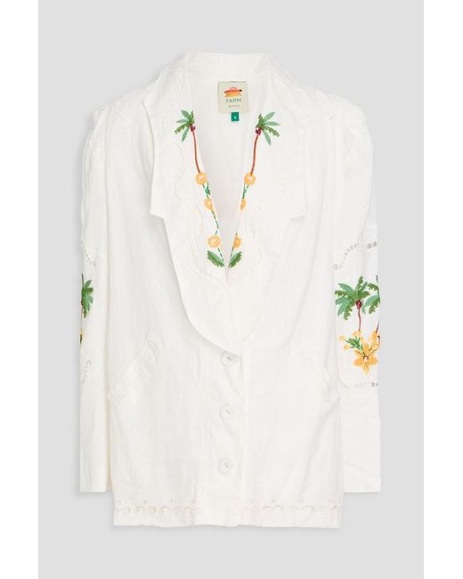 Farm Rio Natural Embellished Linen Blazer