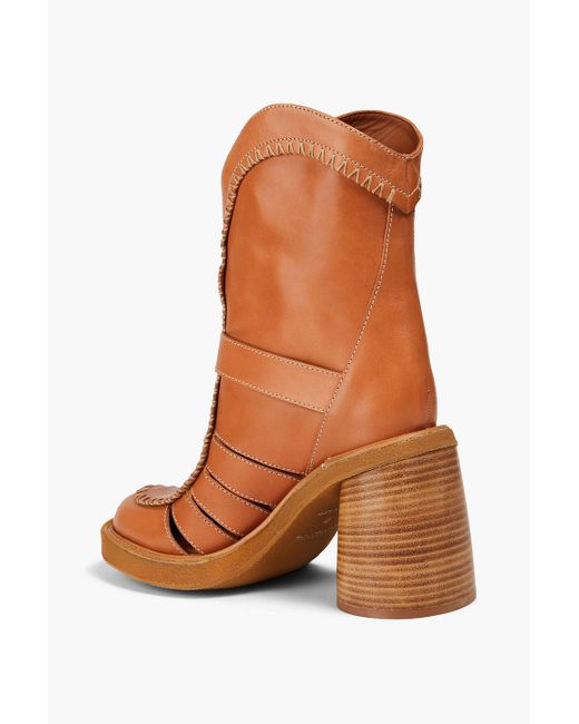 Zimmermann Brown Whipstitched Leather Ankle Boots