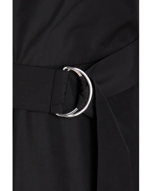 Tibi Black Belted Cutout Taffeta Maxi Dress