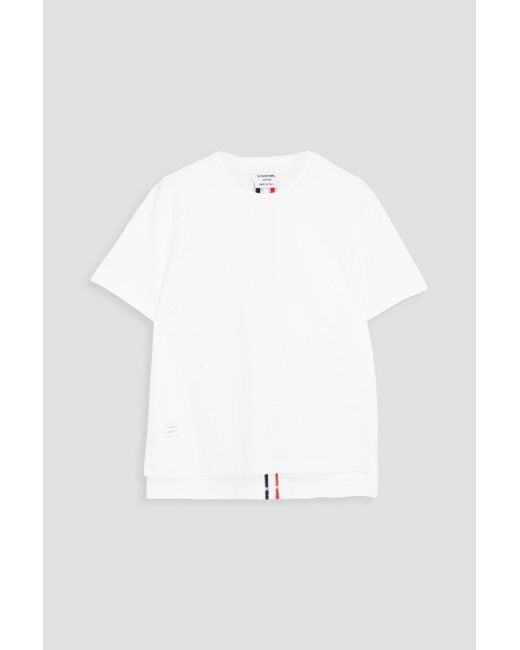 Thom Browne White Striped Cotton-jersey T-shirt