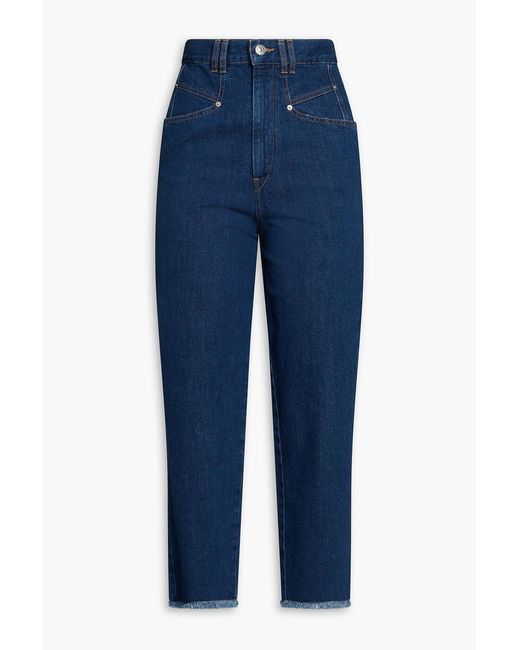 Isabel Marant Blue Naliska Cropped High-Rise Tapered Jeans