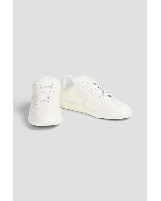 Maison Margiela White Replica Glossed-leather Sneakers
