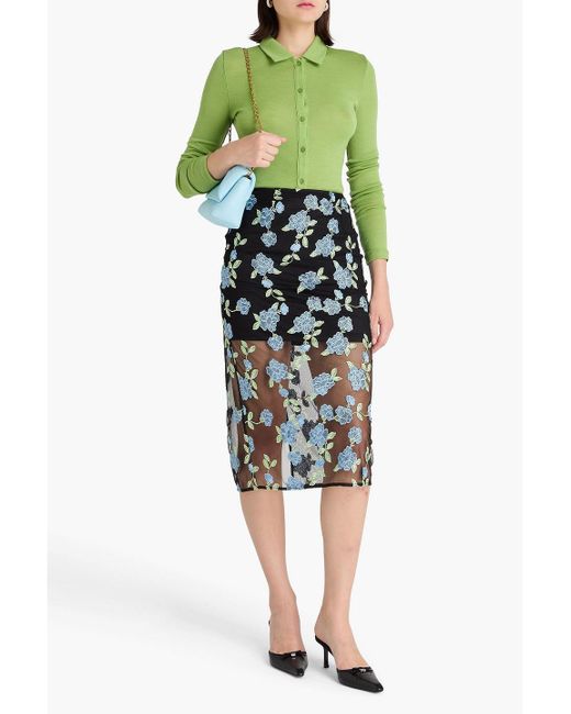 ROTATE BIRGER CHRISTENSEN Black Lace Midi Pencil Skirt