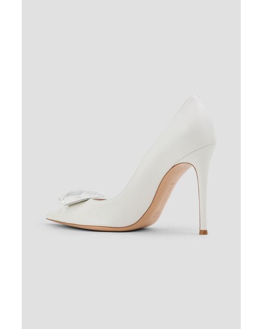 Gianvito Rossi White Jaipur Embellished Leather Pumps