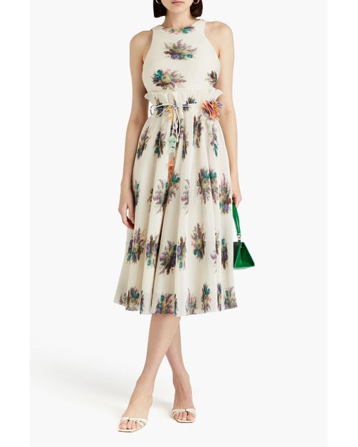 Zimmermann Natural Cutout Plissé-organza Midi Dress