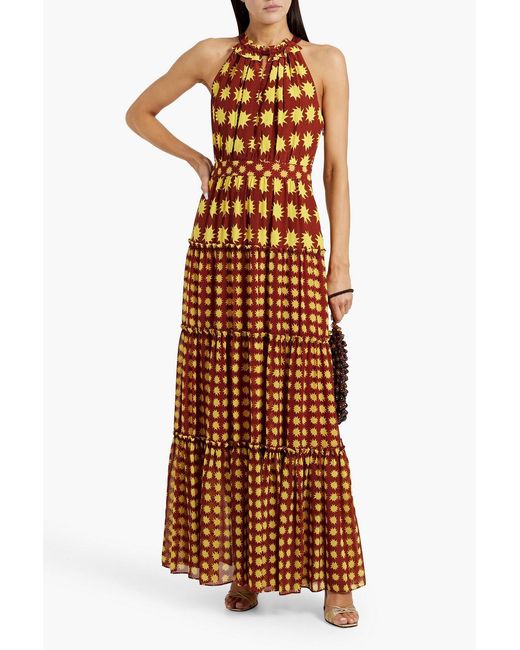 Diane von Furstenberg Jack Tiered Printed Crepe De Chine Maxi Dress