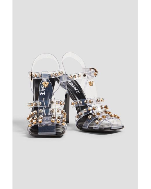 Versace White Embellished Pvc Sandals