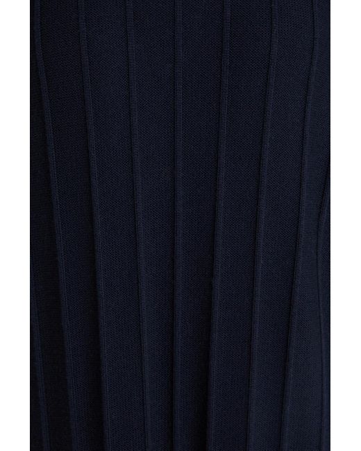Max Mara Blue Arezzo Ribbed Wool Midi Dress
