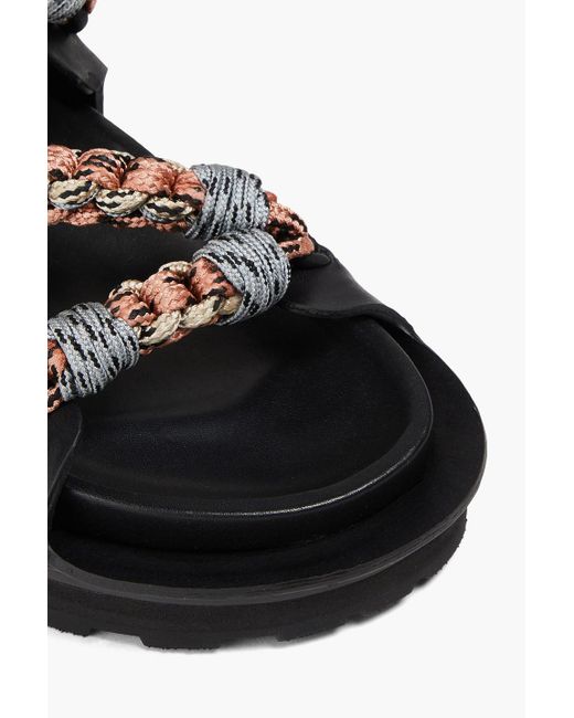 Jil Sander Black Cord And Leather Sandals