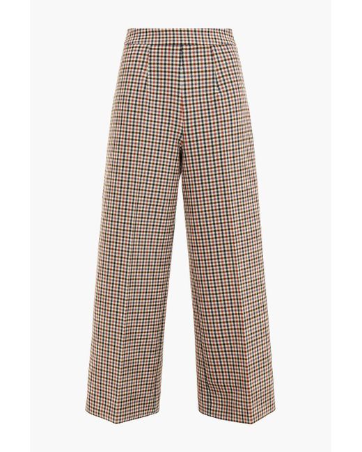 Markus Lupfer Natural Cropped Checked Jacquard Wide-leg Pants