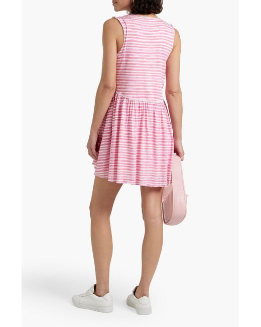 ATM Pink Striped Cotton-jersey Mini Dress