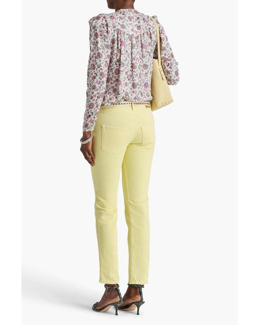 Isabel Marant Yellow Vikira High-Rise Slim-Leg Jeans